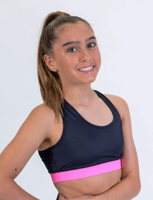 Alive Cheer Sports Bra - Black and Pink Front