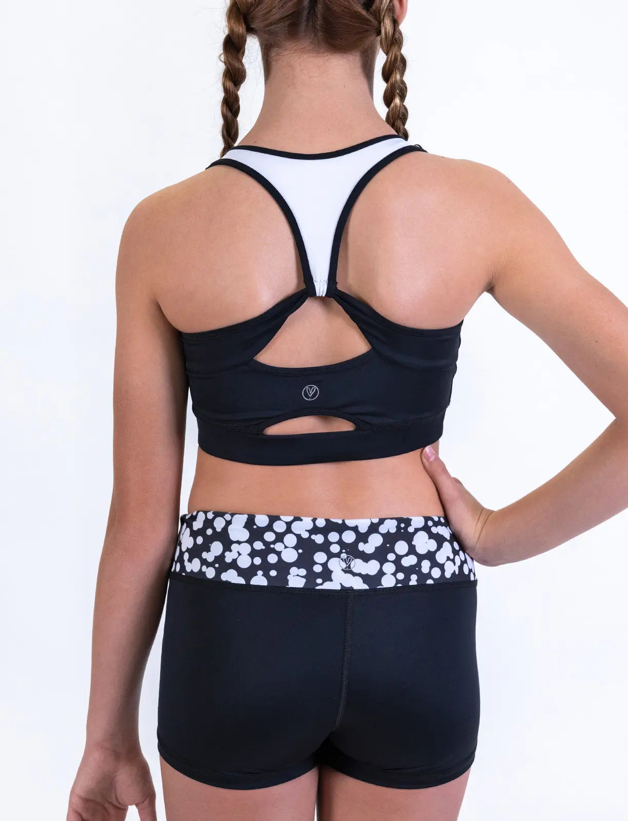 Alive Sports Bra - Black with White  Sports Bra for Cheerleaders - highV –  highV Activewear
